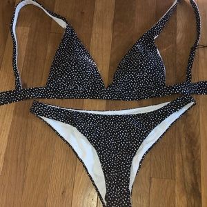 Black and white dotted bikini